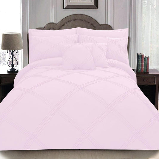 8 pcs 3 Row Cross Pleated Duvet Set - Pink - 92Bedding