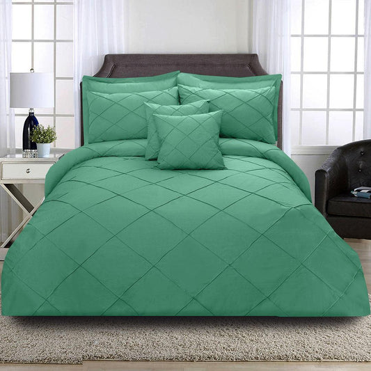 8 Pcs Cross Pleated Duvet Set - Teal - 92Bedding