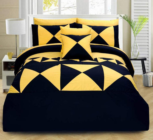 8 Pcs Duvet Set Yellow & Black triangle - 92Bedding