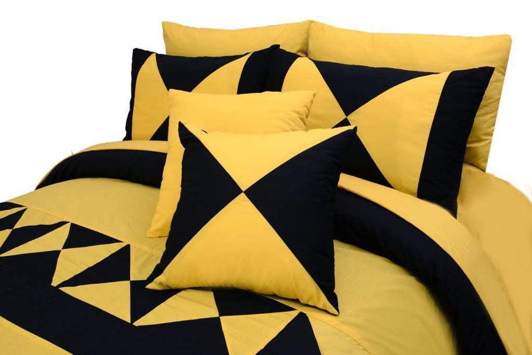 8 Pcs Duvet Set Yellow & Black triangle - 92Bedding