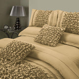 8 Pcs Embellished Comforter Set - Beige - 92Bedding