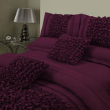 8 Pcs Embellished Comforter Set - Burgundy - 92Bedding