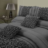 8 Pcs Embellished Comforter Set - Charcoal Grey - 92Bedding
