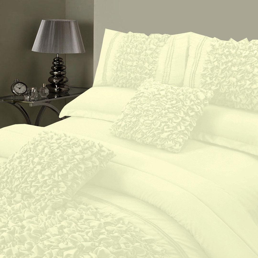 8 Pcs Embellished Comforter Set - Cream - 92Bedding