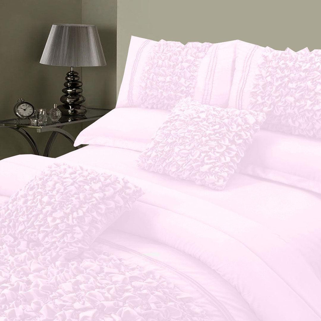 8 Pcs Embellished Comforter Set - Pink - 92Bedding