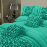 8 Pcs Embellished Comforter Set - Teal - 92Bedding