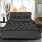 8 Pcs Frilly Comforter Set - Charcoal Grey - 92Bedding