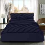 8 Pcs Frilly Comforter Set - Navy Blue - 92Bedding