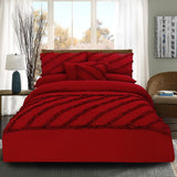 8 Pcs Frilly Comforter Set - Red - 92Bedding
