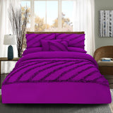 8 Pcs Frilly Comforter Set - Violet - 92Bedding