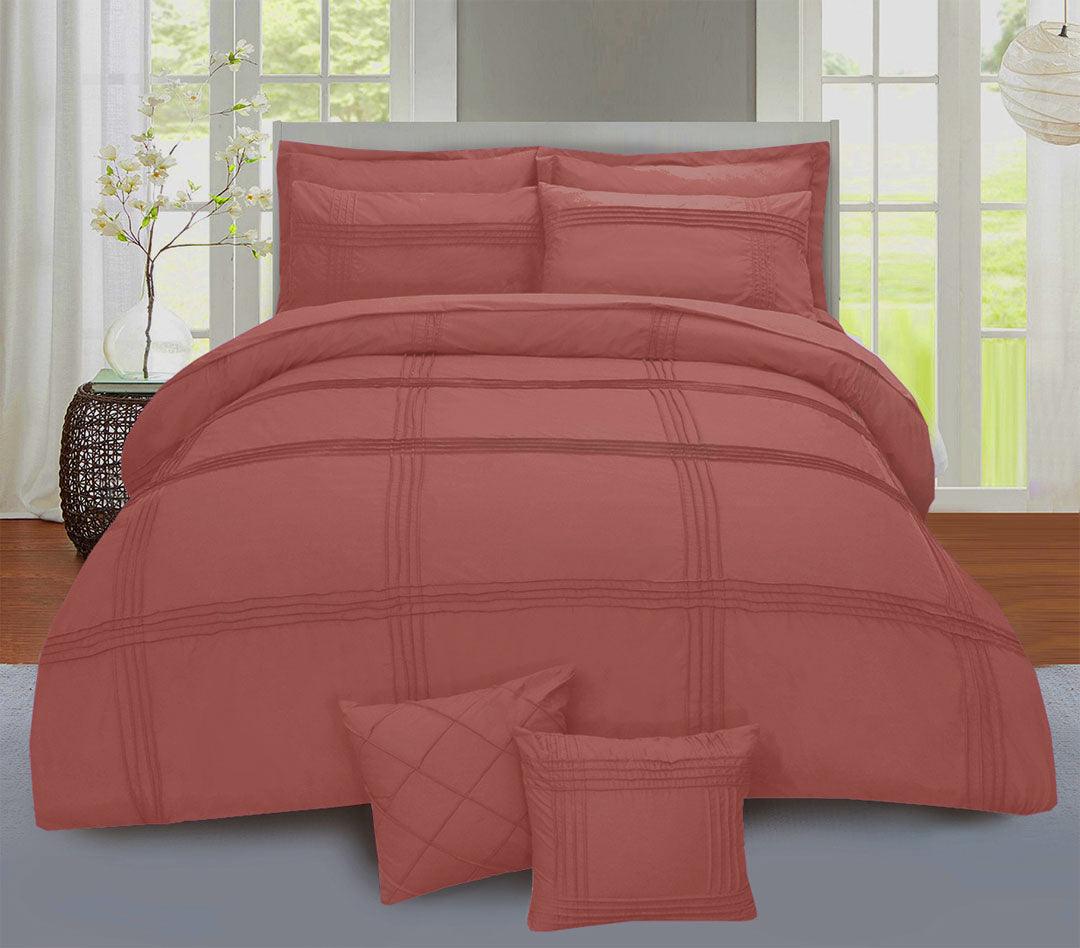 8 Pcs Pleated Duvet Set - Brown - 92Bedding