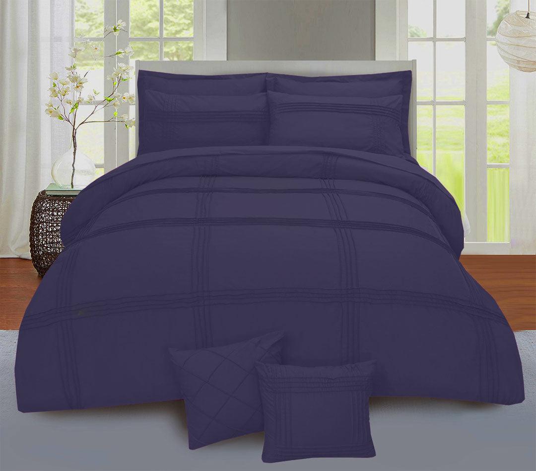 8 Pcs Pleated Duvet Set - Dark Purple - 92Bedding