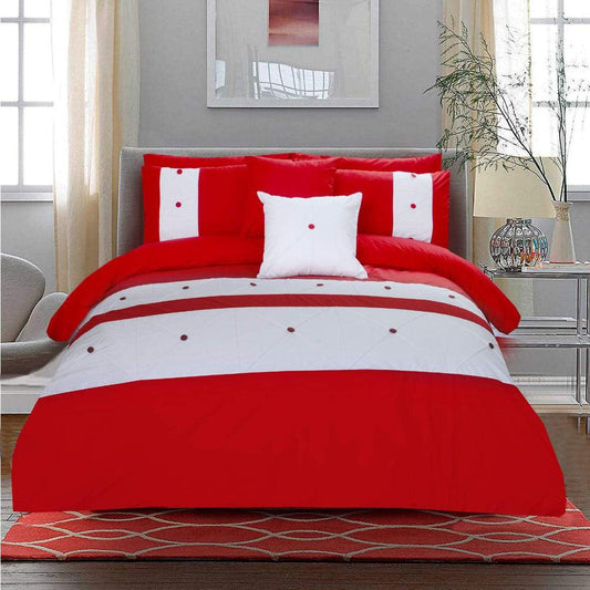 8 pcs Red & White Duvet Set - 92Bedding