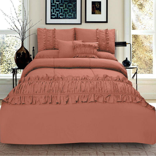 8 Pcs Ruffled Comforter Set - Katha - 92Bedding