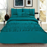8 Pcs Ruffled Comforter Set - Turquoise - 92Bedding