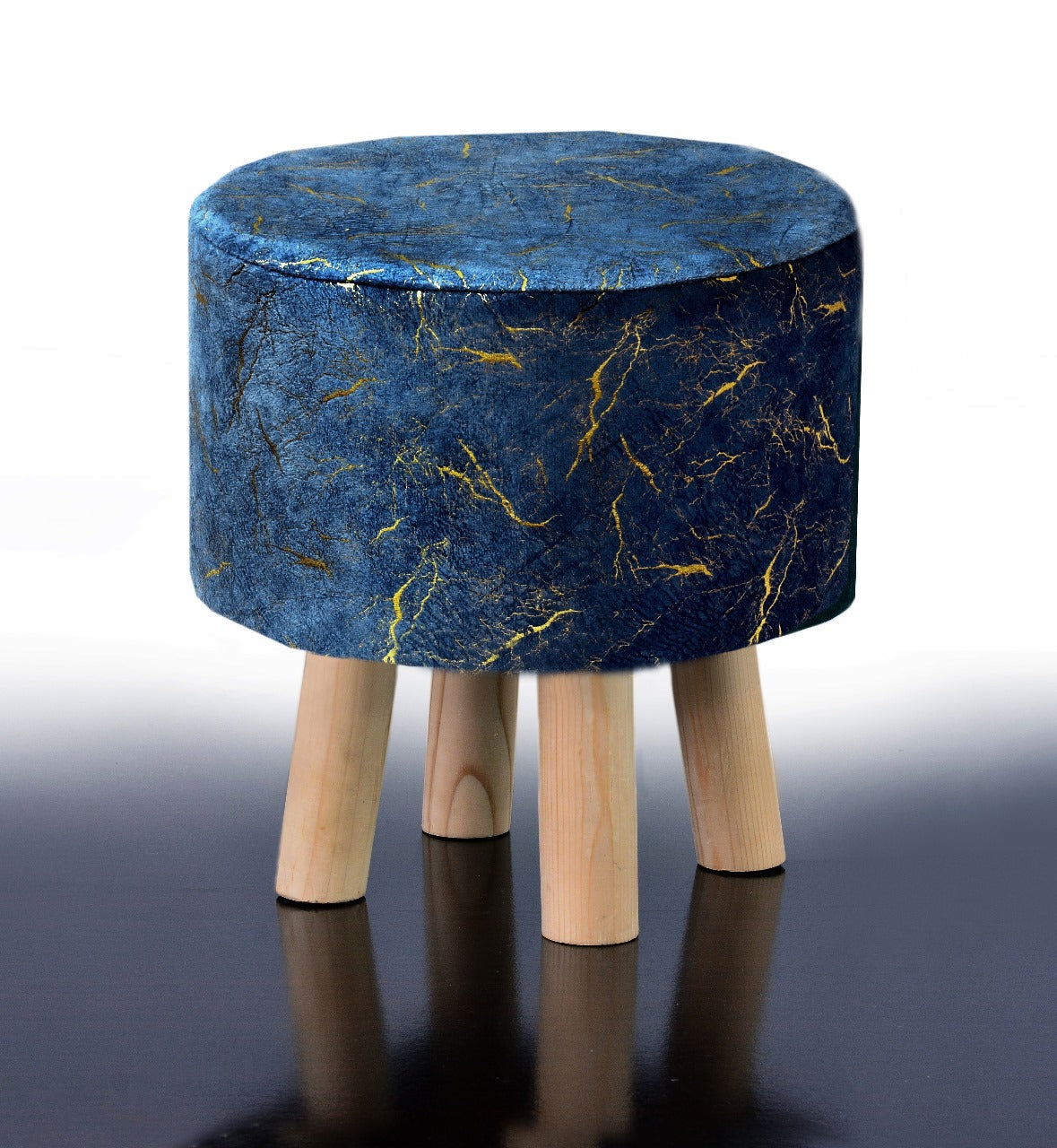 Wooden stool Velvet Sprinkle Round Shape- 1294