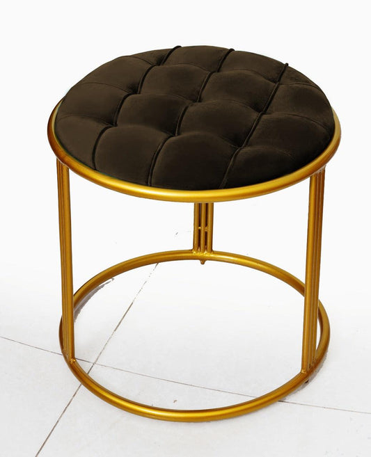 Luxury Velvet Round Stool With Steel Stand -895 - 92Bedding