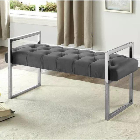 3 Seater Luxury Stainless Steel Ottoman Stool -938 - 92Bedding