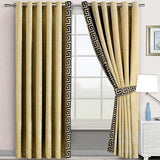 2 Pc's Luxury Velvet Embroidered Curtains With 2 Belts 19 - 92Bedding