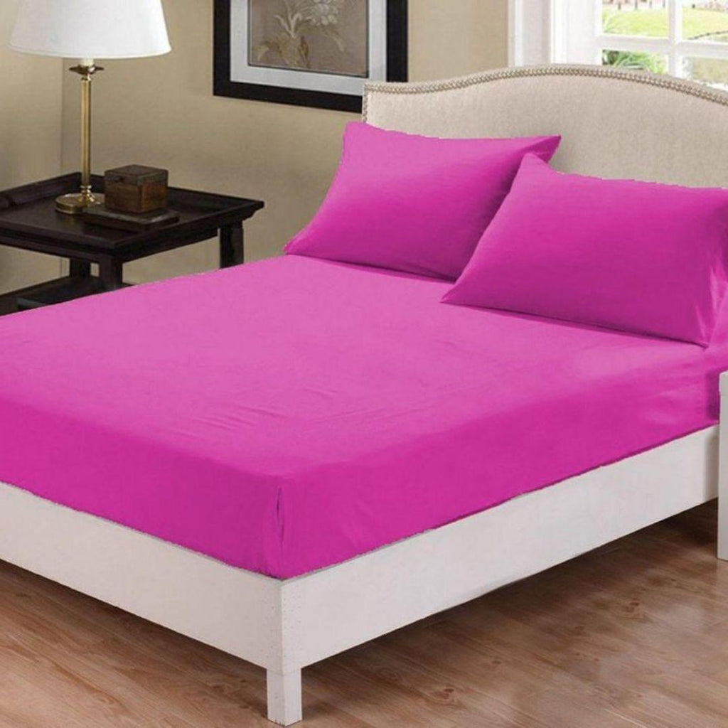 Fitted Sheet Rich Cotton Shocking Pink With Pillow cover - 92Bedding