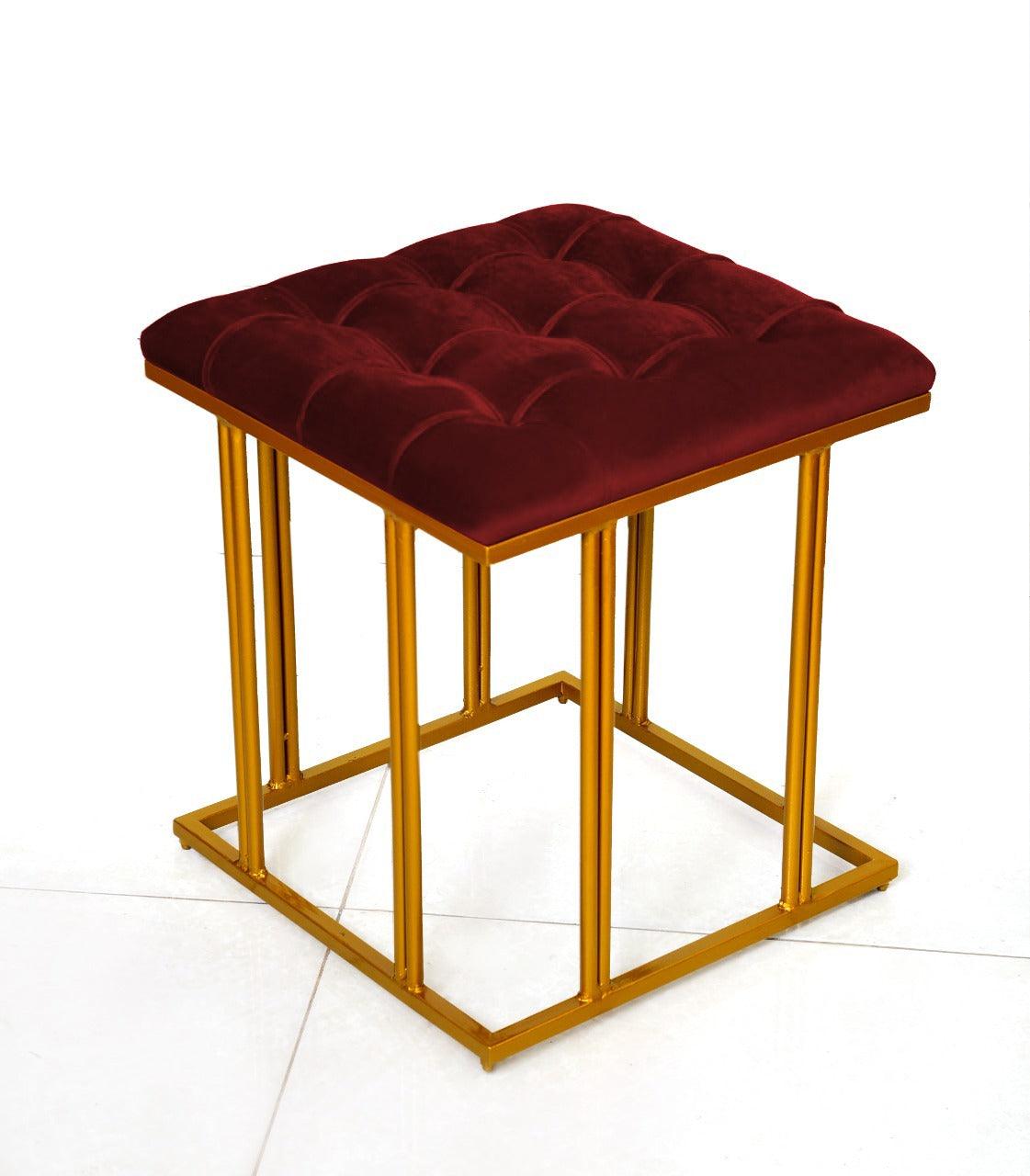 Luxury Velvet Square Stool With Steel Stand -903 - 92Bedding