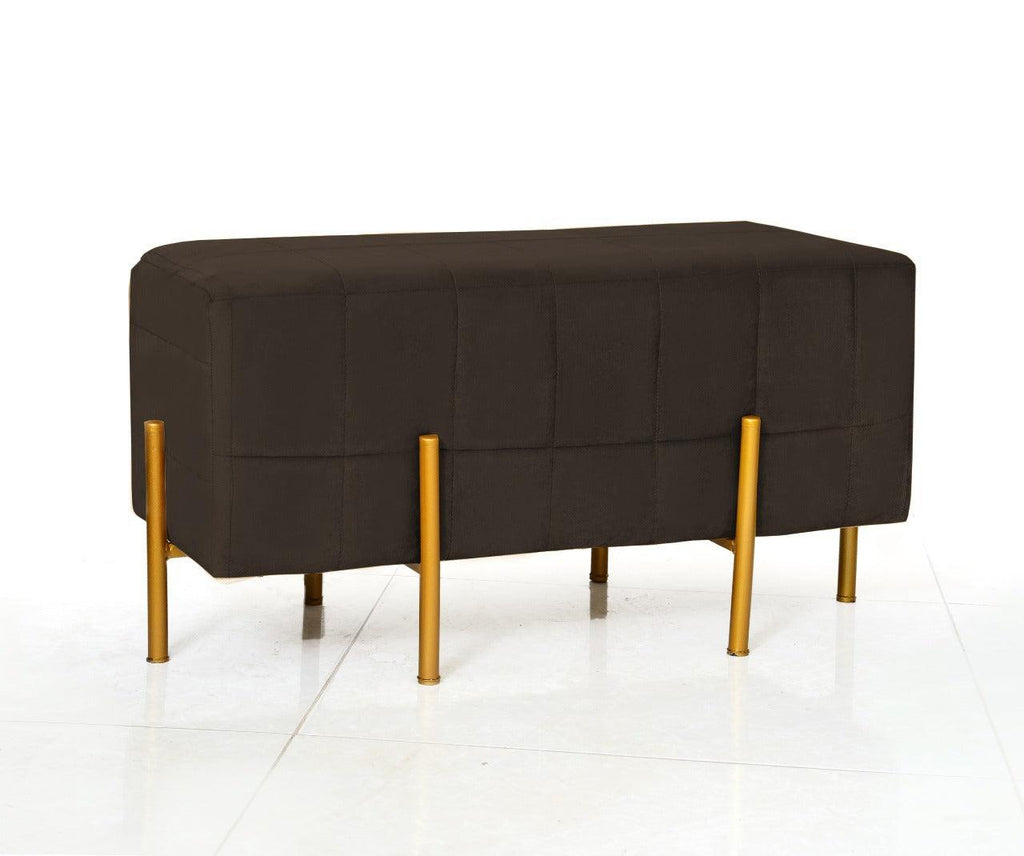 2 Seater Luxury Velvet Wooden Stool With Steel Stand-880 - 92Bedding
