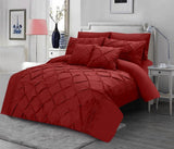 8Pcs Pintuck Duvet Set With Pleats Red - 92Bedding