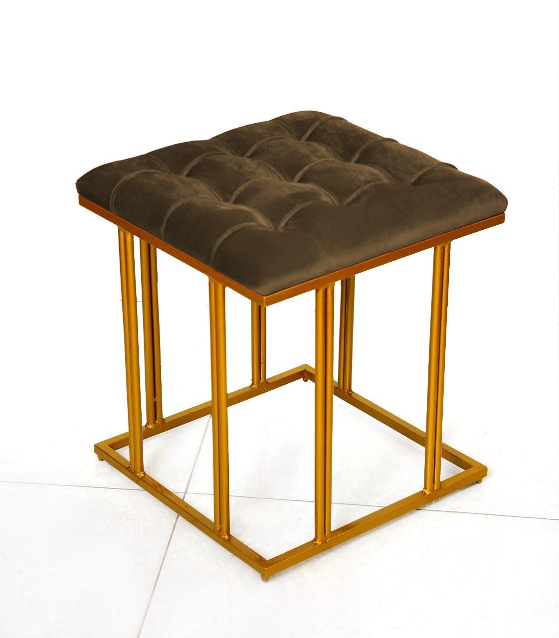 Luxury Velvet Square Stool With Steel Stand -909 - 92Bedding