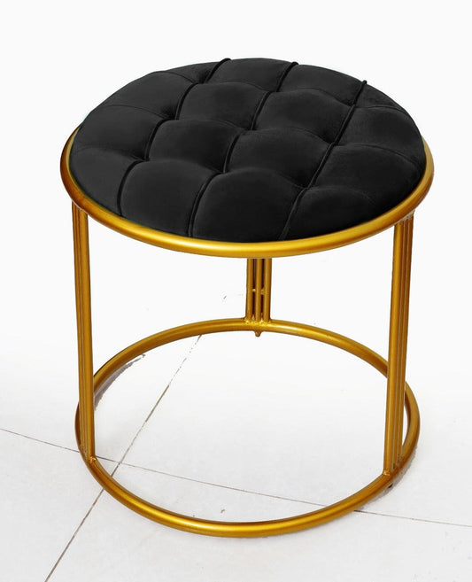 Luxury Velvet Round Stool With Steel Stand -893 - 92Bedding