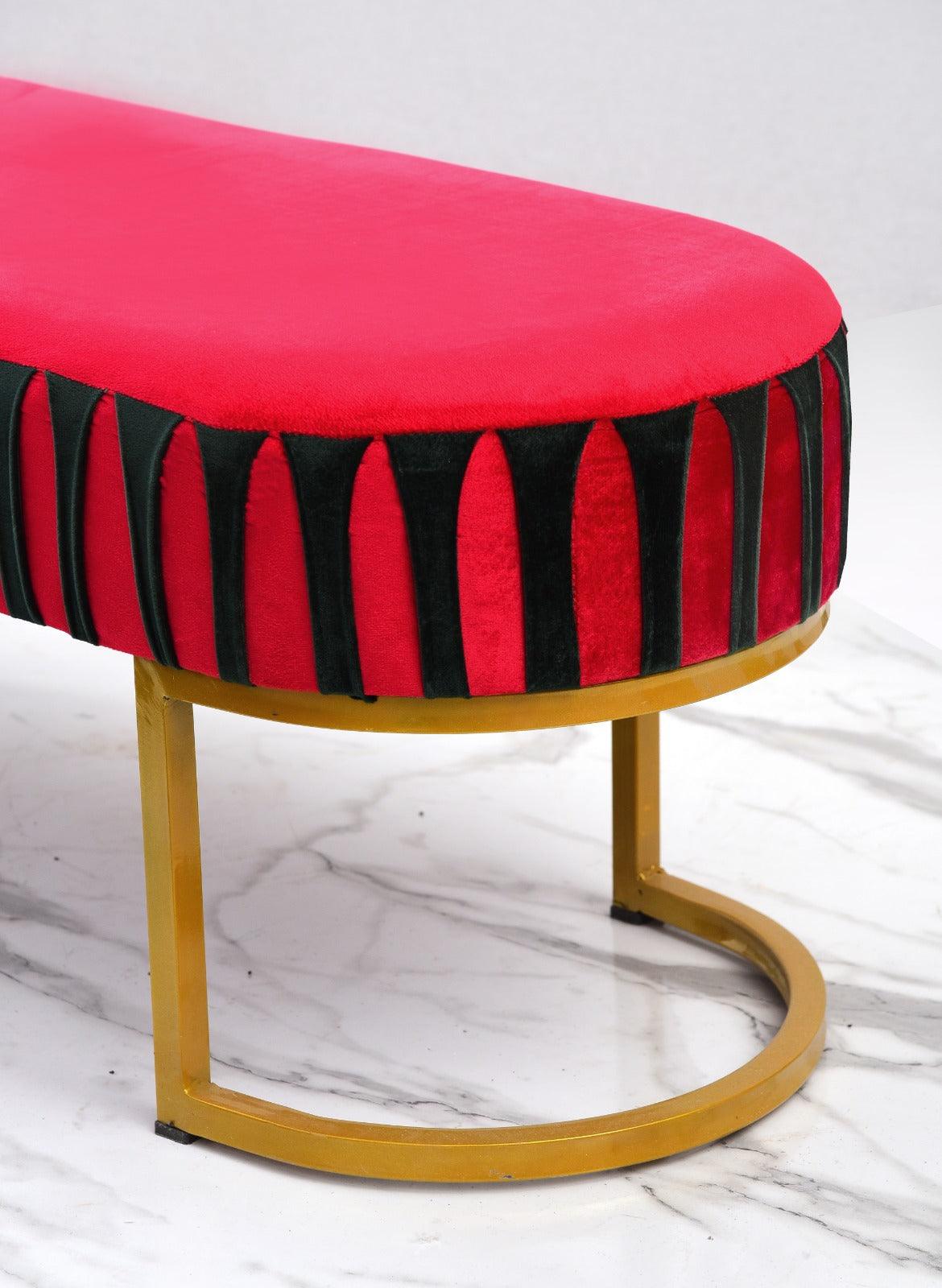 3 Seater Luxury Velvet Stool With Steel Stand -1152 - 92Bedding