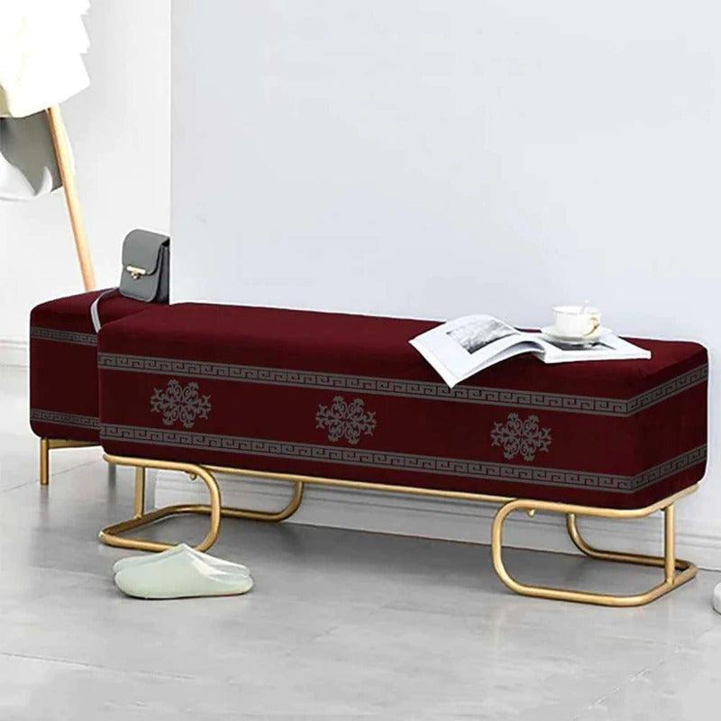 3 Seater Luxury Wooden Stool With Steel Stand- 829 - 92Bedding