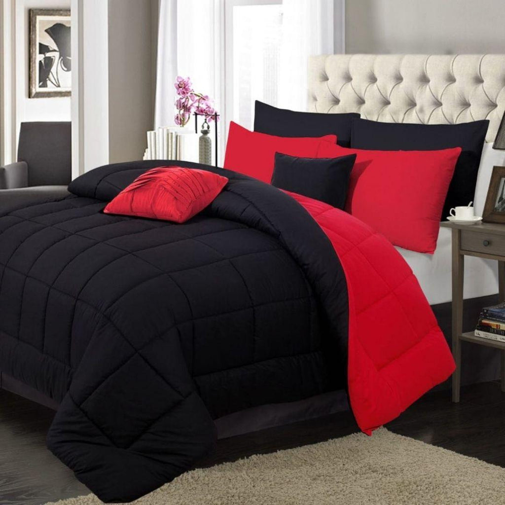 Luxury Comforter set Red & Black - 92Bedding