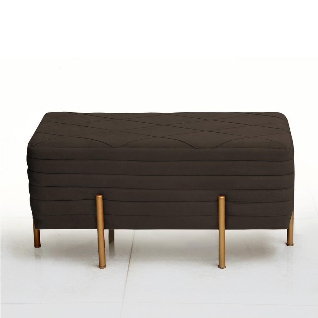 2 Seater Luxury Pleated Wooden Stool With Steel Stand-854 - 92Bedding