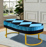 Luxury Wooden stool 3 Seater With Steel Stand -1176 - 92Bedding