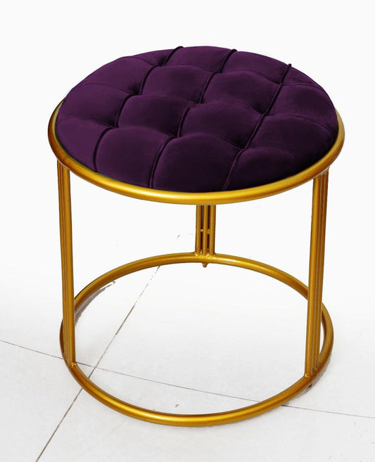 Luxury Velvet Round Stool With Steel Stand -892 - 92Bedding