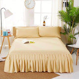 3 PCs Fitted Bed skirt with Pillow cover Golden - 92Bedding