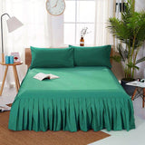 3 PCs Fitted Bed skirt with Pillow cover Teal - 92Bedding