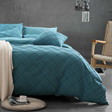 8 Pcs Cross Pleated Duvet Set Ocean Blue - 92Bedding