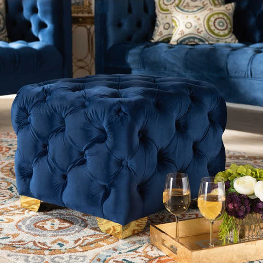 Modern Square Shape Fabric Tufted Foot Stool Ottoman -1227