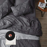 6 Pc's Luxury Diamond Pintuck Bedspread Light Filled Grey - 92Bedding