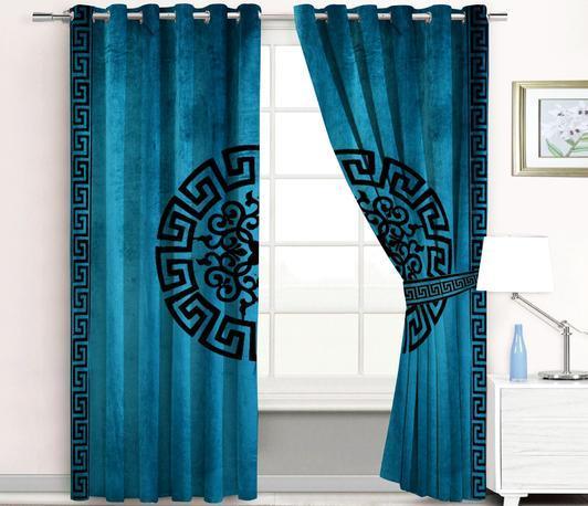 2 Pc's Luxury Velvet Embroidered Curtains With 2 Belts 20 - 92Bedding