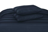 3 Pc's Luxury Satin Stripe Duvet Set Navy - 92Bedding