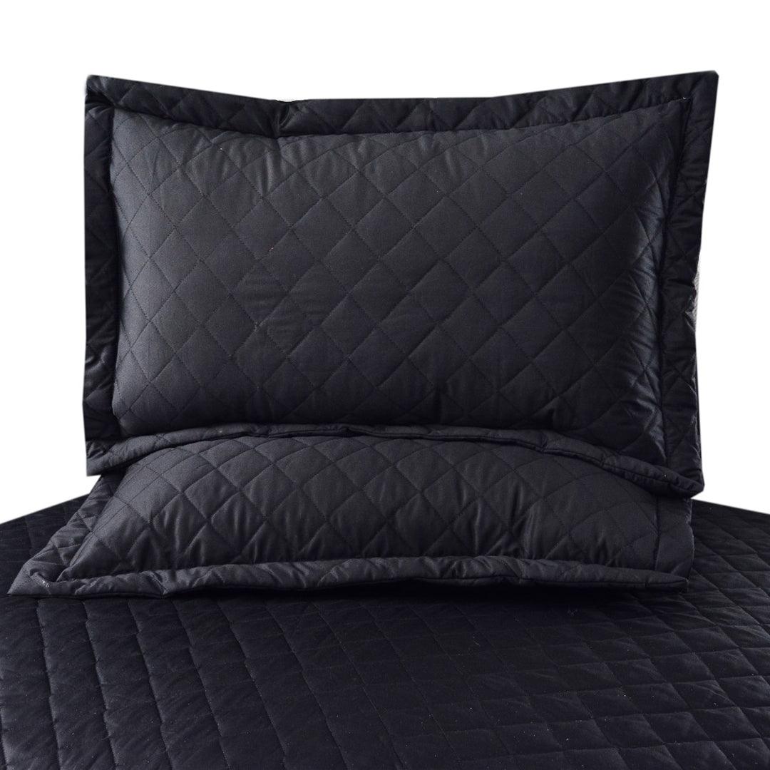 3 Pcs Luxury Satin Strips Bedspread Black - 92Bedding