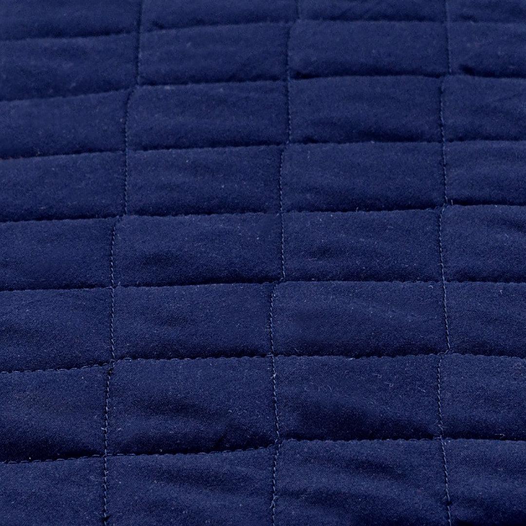 3 Pcs Luxury Satin Strips Bedspread Navy Blue - 92Bedding