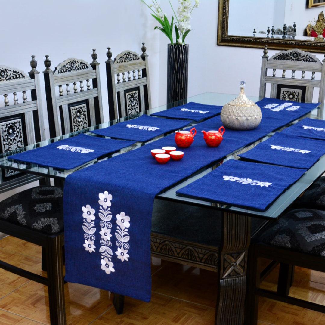 7 pcs Embroidered Table Runner Set With Place Mats 03 - 92Bedding