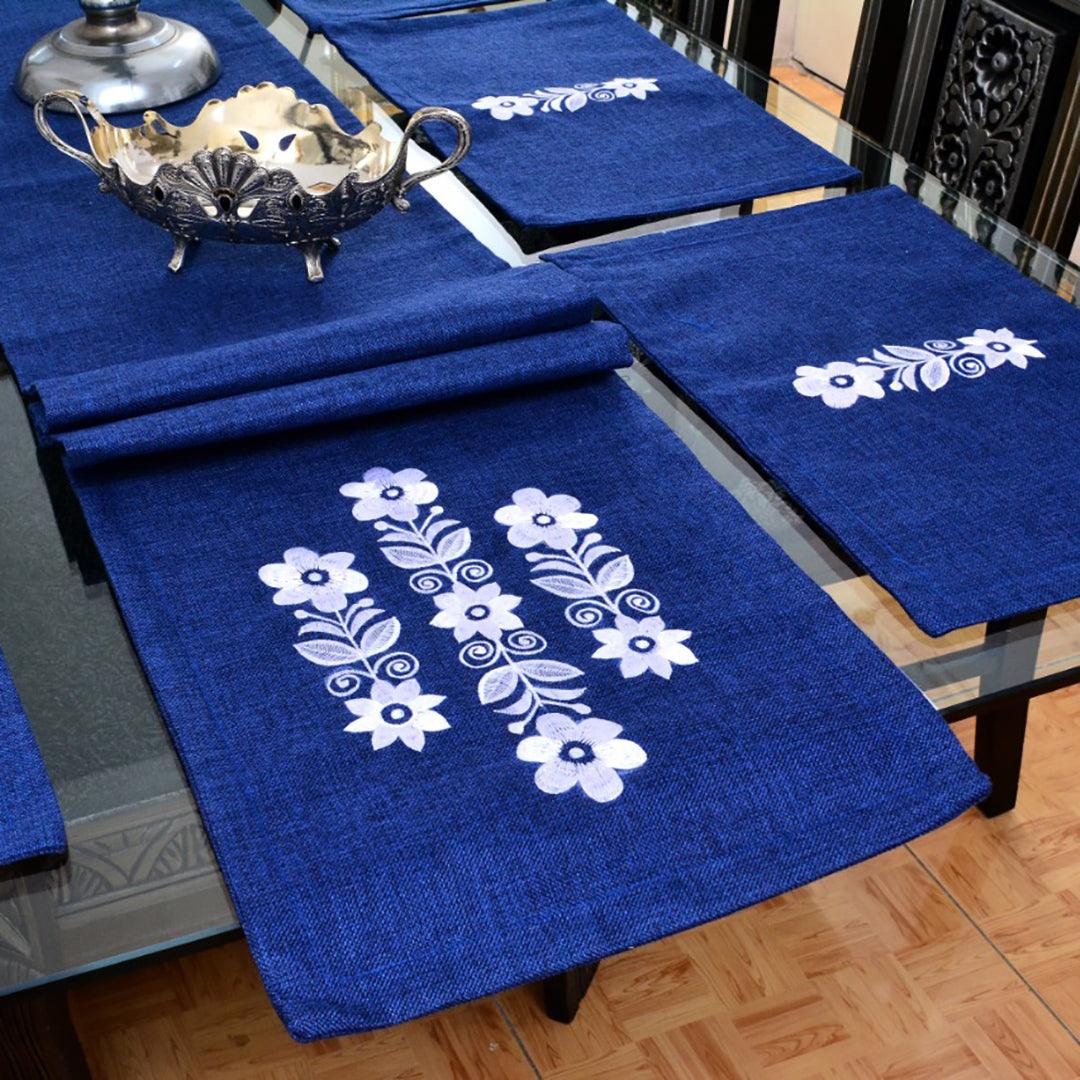 7 pcs Embroidered Table Runner Set With Place Mats 03 - 92Bedding