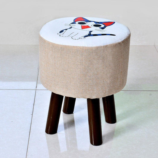 Wooden stool round shape Cat Print-244 - 92Bedding
