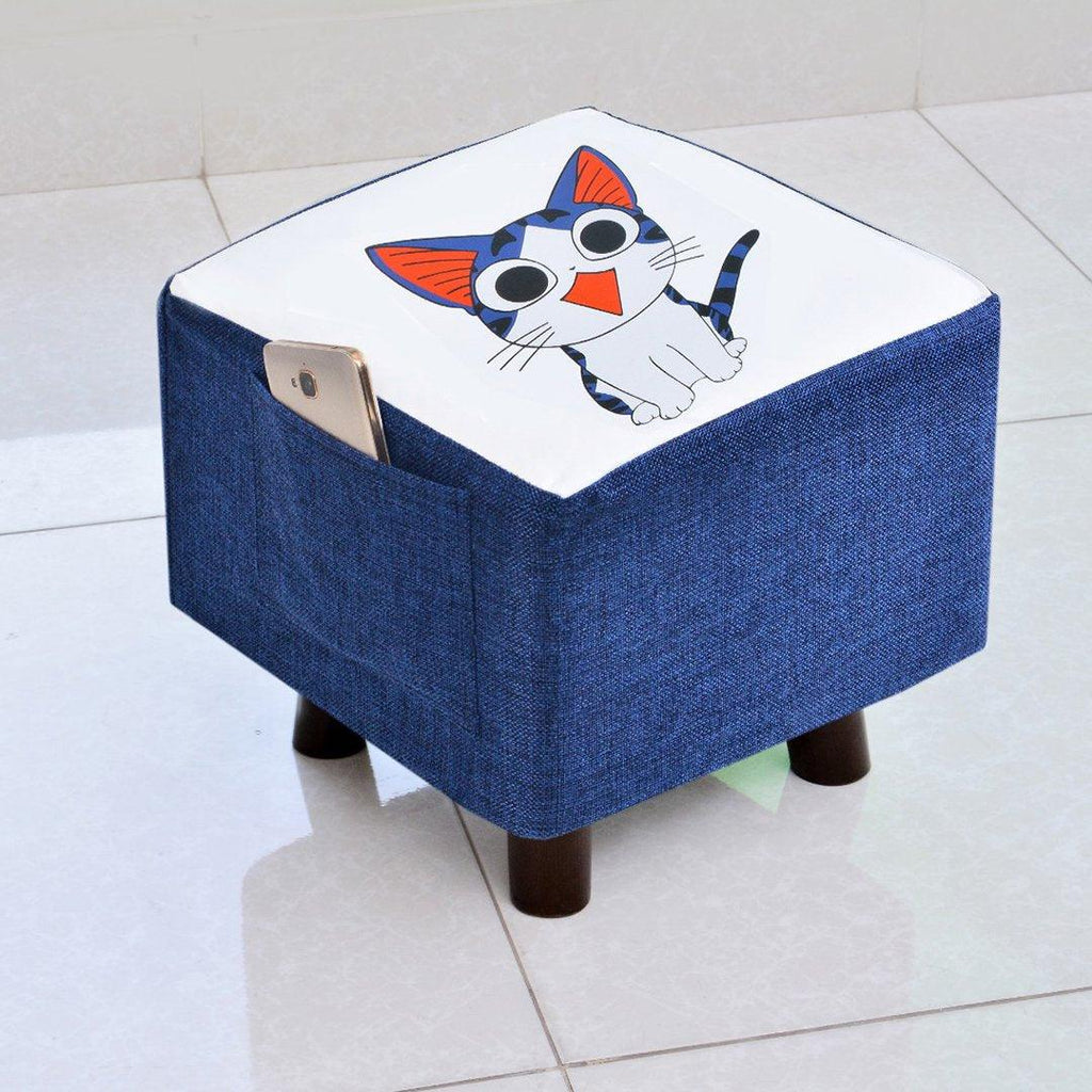 Wooden stool Square shape Cat Print-248 - 92Bedding