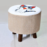 Wooden stool round shape Cat Print-242 - 92Bedding