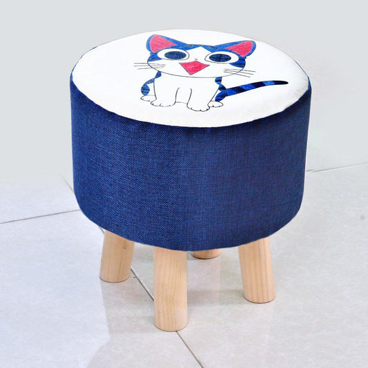 Wooden stool round shape Cat Print-247 - 92Bedding